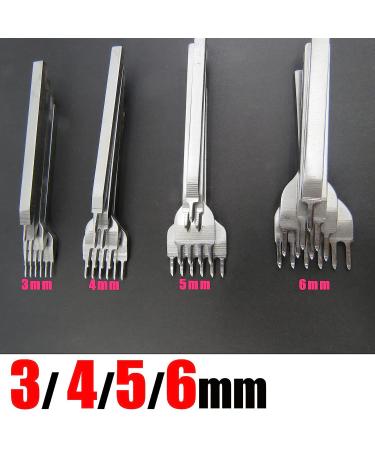 4mm White Steel Prong Leather Hole Punch Set for Leather Working - 1246 Stamping Board Diamond Lacing Stitching Chisel Set - Buy Online on GoSupps.com