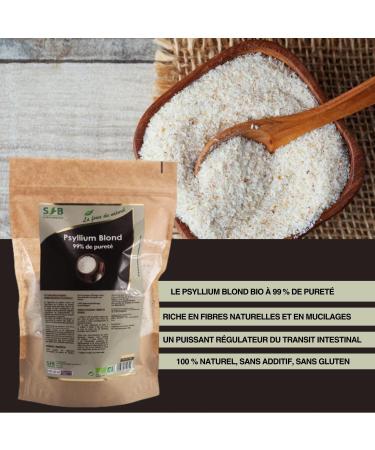Psyllium Blond Organic - 99% Purity - 500g - Rich in Mucilage - Transit Gluten Free & Vegan - SFB Laboratoires - Buy Online on GoSupps.com