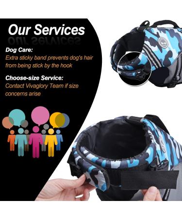 Vivaglory Camo Blue Dog Life Jacket - Durable Adjustable Floatation for Large Dogs (Chest 66-79 cm) - Excellent Buoyancy & Safe Fastening System - Buy Online on GoSupps.com