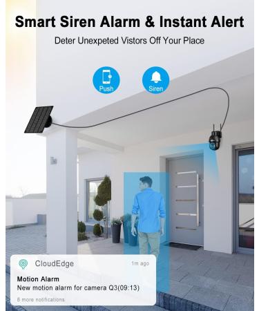 ANRAN 2K Outdoor Security Camera with Solar Power, 360 View, Smart Siren, Color Night Vision, Alexa Compatible - Q3 Black (3MP) - Buy Online on GoSupps.com