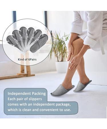 SATINIOR 12 Pairs Disposable Spa Slippers - Non-Slip Closed Toe Hotel Slippers - Grey - Medium-Large Size - Ideal for Women and Men - Buy Online on GoSupps.com