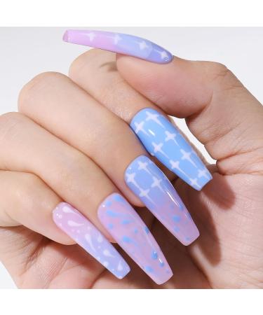 Rstyle 288 Nail Tips - 10 Sizes Transparent Full Cover Almond Gel Tips for UV Nail Polish | Long Ballerina Dark Red - Buy Online on GoSupps.com