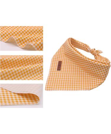 Lionet Paws Dog Bandana Headscarves - Triangle Scarf Yellow & White Checked LL | Stylish Pet Accessory for All Breeds - Buy Online on GoSupps.com