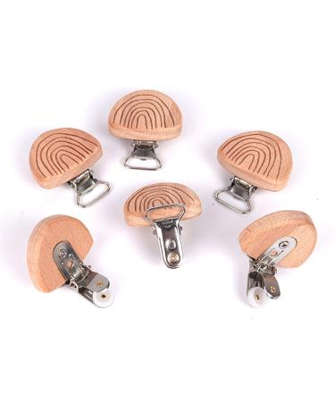 2-Pack Baby Bite Ring & Safety Lock - Natural Beech Wood Pacifier Clips with Rainbow Engraving - Buy Online on GoSupps.com