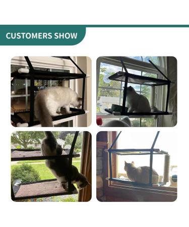 Oceskyha Cat Window Perch Hammock with Free Fleece Blanket - Extra Large & Sturdy Cat Bed for Indoor Resting - Space Saving Double-layer Flannel Design - Buy Online on GoSupps.com