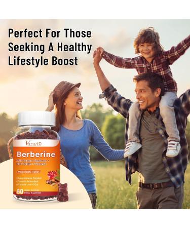 2 Pack 1500mg Berberine Gummies, High Potency Berberine Supplement with Ceylon Cinnamon Gummies, Turmeric, Magnesium, Sugar Free, Non-GMO, Gluten-Free - Mixed Berry Flavored 120 Gummies Mixed Berry 60 Count (Pack of 2) - Buy Online on GoSupps.com