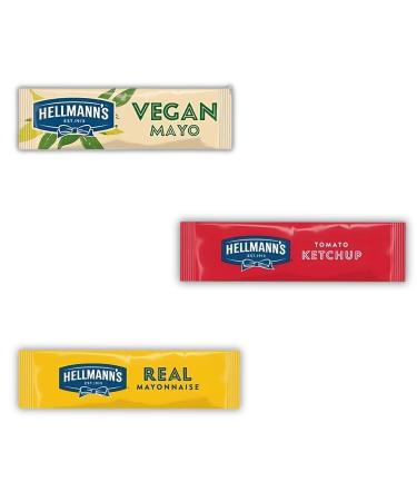 Hellmann's Mayonnaise Box Envelopes Sachets 30 Packs Pick N Mix - (Choose From 2+ Flavours) Vegan Mayonnaise Real Mayonnaise Tomato Ketchup Portions (10 of Each)