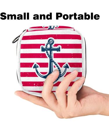 Shop Colorful Storage Bags for Women's Bandages & Menstrual Products - Sea Anchor & Stripes Design | Portable Holder for School & Office - Buy Online on GoSupps.com