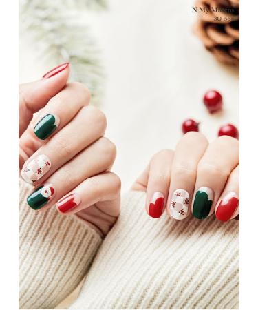 Buy Ohora Semi Cured Gel Nail Strips - N My Mittens | Red/Green Pattern UV/LED Compatible Easy Application Salon-Quality - Includes Prep Pads & Nail File - Buy Online on GoSupps.com