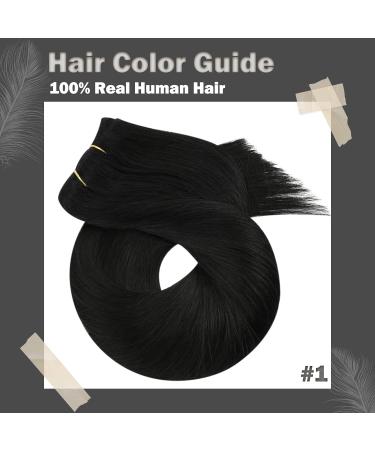 Moresoo Jet Black Human Hair Extensions 18 Inch Double Weft 100g/Pack - Sew in Hair Extensions for Seamless Style | WEFT #1 - Buy Online on GoSupps.com