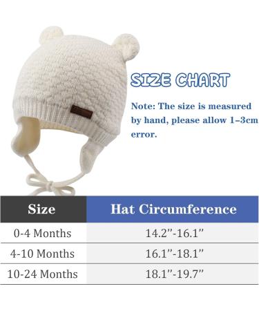 XIAOHAWANG Baby Earflap Beanie Hat - Soft Knit Boy/Girl Cute Bear Infant Toddler Hat (White, 0-6 Months) - Buy Online on GoSupps.com