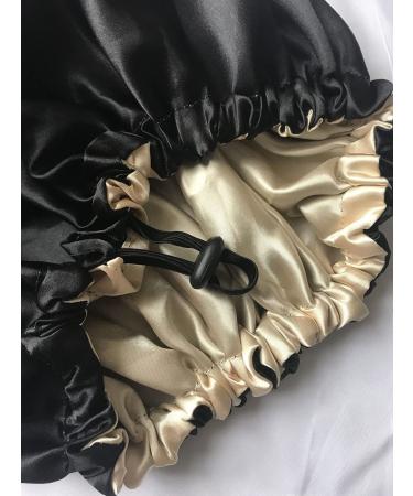 LadayPoa 2PCS Satin Adjustable Bonnet Hair Caps for Women | Double-Sided Bonnet Hair Wrap | Black+Pink - Buy Online on GoSupps.com