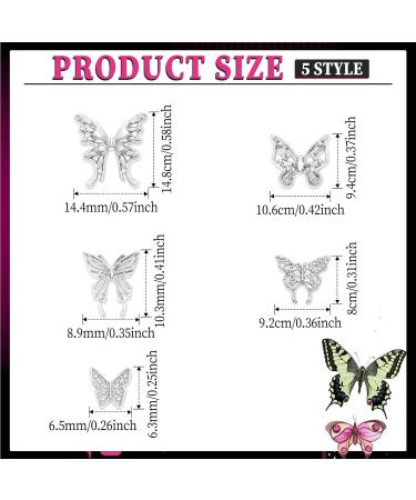 Disorder 50-Piece Nail Charms 3D Butterfly Decorations for Nail Art | Silver Nail Accessories & DIY Designs - Buy Online on GoSupps.com