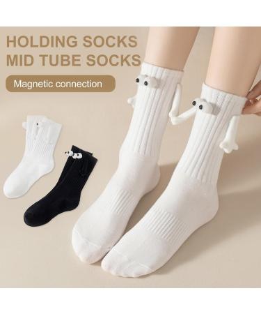 Magnetic Hand In Hand Socks - 6pcs Funny Couple Tube Socks Novelty Gift, White - Buy Online on GoSupps.com