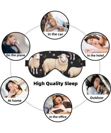 Soft Sheep and Lambs Printed Eye Mask - Adjustable Breathable Light Blocking Double-Sided Sleep Mask for Ultimate Comfort - Buy Online on GoSupps.com