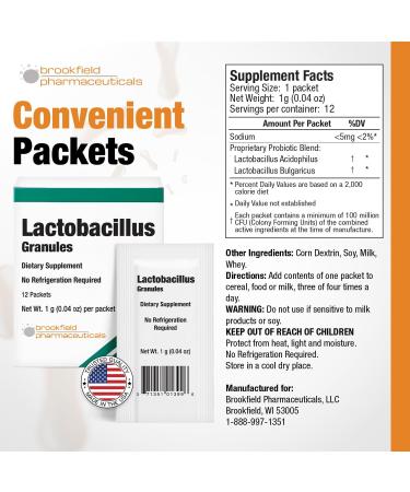 Lactobacillus Probiotics for Women and Men 12 Packets with Lactobacillus Acidophilus & Bulgaricus Probiotic, Dietary Supplements Granules for Daily Gut Support, Digestive Health & Internal Balance - Buy Online on GoSupps.com