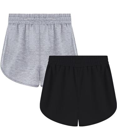 Geru Girls' 2-Pack Active Running Shorts for Toddler Kids 5-6X in Black & Gray - Buy Online on GoSupps.com