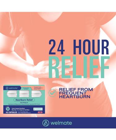 WELMATE - Esomeprazole Magnesium 20 mg - Heartburn Medicine - Acid Reducer - Delayed Release Heartburn Relief - 24hr Protection - for Men & Women - 84 Capsules - 2 Pack 84 Count (2 Pack of 42 Tablets) - Buy Online on GoSupps.com
