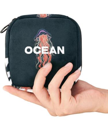Multicoloured Jellyfish Period Bag - Large Menstrual Cup Pouch & Sanitary Napkin Organizer for Girls & Women - Buy Online on GoSupps.com