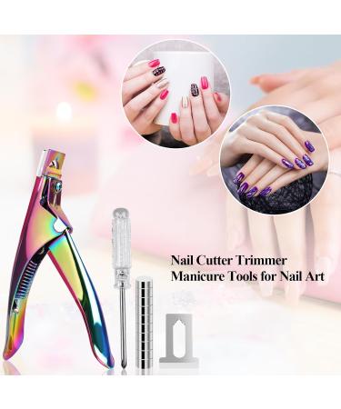 Shop Rainbow Acrylic Nail Clippers - Adjustable Stainless Steel Trimmer with Magnetic Sizer for Precision Nail Art & Manicure Tools | International Shipping Available - Buy Online on GoSupps.com