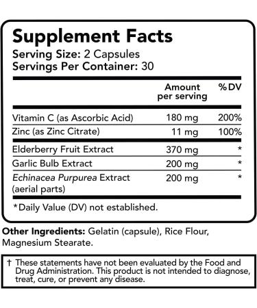 Vitamin Bounty Elderberry Immune Support - with Zinc, Vitamin C & Echinacea, Advanced 5-in-1 Blend, Powerful Antioxidant, Supports Whole Body Balance, Non-GMO - 60 Capsules, 2 Pack 60 Count (Pack of 2) - Buy Online on GoSupps.com