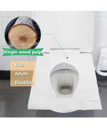 100 Disposable Flushable Toilet Seat Covers for Adults & Kids - Portable Travel Paper Cover Pack with Individually Wrapped Sheets - Buy Online on GoSupps.com