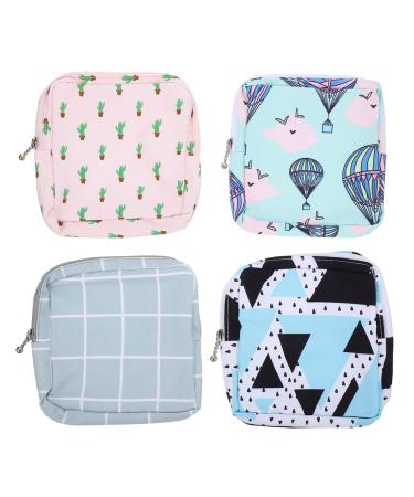 Storage bags for women's bandages 4Pack - period bag with zipper for women's bands first period gifts for girls collecting bags for teenage girls blue 1st