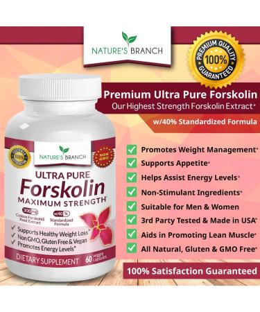 Premium Ultra Pure Forskolin for Weight Loss - 40% Standardized Coleus Forskohlii Extract - Max Strength Belly Buster Supplement - 60 Diet Pills - Buy Online on GoSupps.com