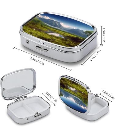 Beautiful Scenery Print Pill Box | 2 Compartment Metal Pill Organizer | Portable Decorative Medicine Case for Pocket & Purse - Shop Internationally - Buy Online on GoSupps.com