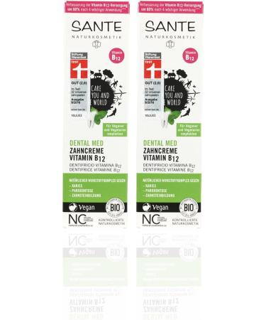 SANTE Vitamin B12 Toothpaste (2 x 75 ml) - Organic Vegan Fluoride Paste with Sage & Lemon Flavor | Natural Cosmetics - Buy Online on GoSupps.com