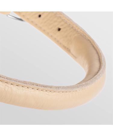 Collardirect Round Leather Dog Collar | Handmade Soft Padded Rolled Collar for Dogs & Cats - 15-18 cm - Black Pink Red Purple Blue Beige - Buy Online on GoSupps.com