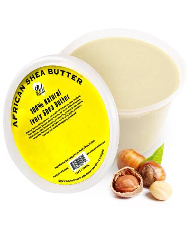 RA COSMETICS 100% Pure Shea Butter Ivory 16oz | Raw Unrefined African Shea Butter from Ghana | Ultra-rich Moisturizer for Dry Skin | Whipped Texture | Ideal for DIY Skincare & Haircare Routines