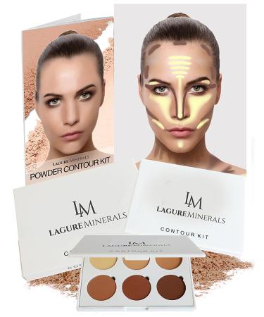 Lagure Minerals Powder Contour Kit - Premium Bronzer and Contour Palette for Flawless Highlighting and Contouring - Step-by-Step Contour Guide Included