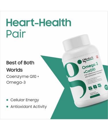 GLIMLACH Omega-3 & CoQ10 Softgels 1280 mg Omega-3 100 mg CoQ10 Heart Health Cellular Energy Antioxidant Support (Pack of 3 50 Softgel Each Jar) - Buy Online on GoSupps.com