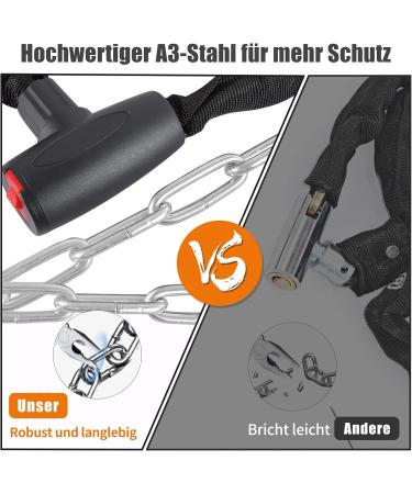 Meisax 120cm High-Safety Bicycle Lock | 6mm Hardened Steel Chain Lock with 2 Keys | Ideal for Bicycles Motorcycles Scooters & E-Bikes - Buy Online on GoSupps.com