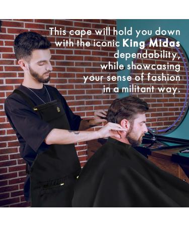 King Midas Barber Cape & Apron - All Black Polyester Cotton Hair Cutting Gear - International Shipping Available - Buy Online on GoSupps.com