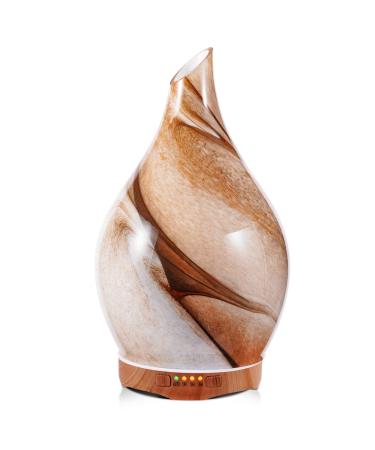 Porseme 280ml aroma diffuse glass hand blown diffuse for essential oils large humidifier ultrasound cool manure quiet 7 color-changing LEDs last 7 hours BPA free for apartment Elegant G6-280ML Desert Aladdin Vase