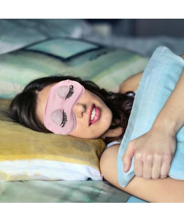 LALADEFIEE Imitation Silk Sleeping Mask with Eyelashes Sequins Soft Nonslip Travel Eye Mask for Women Black Lightproof Eye Cover for Deep Sleep Airplane Travel - Buy Online on GoSupps.com