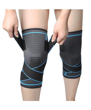 Milaiun Kniebandage 2 Set knee support for men women non -slip unisex knee orthosis for outdoor sports or strength exercises (L) blue L - Buy Online on GoSupps.com