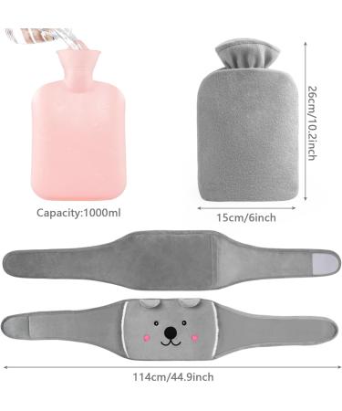MOKANI Wearable Hot Water Bottle Belt with Flannel Cover - Natural Rubber Hot Water Bag for Women - Portable and Reusable for Pain Relief - Grey - Buy Online on GoSupps.com