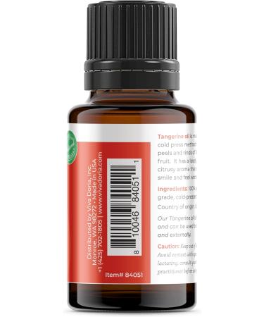 Viva Doria 100% Pure Tangerine Essential Oil - Undiluted Food Grade Cold Pressed - 15 mL Made in USA - Premium Quality Aromatherapy - Buy Online on GoSupps.com