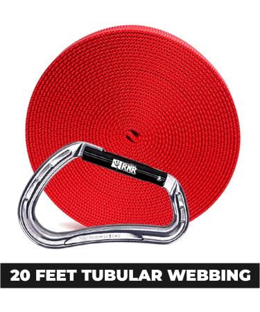 Rock-N-Rescue 20-Foot Heavy-Duty Tubular Nylon Webbing and Carabiner Combo - Made in USA for Rock Climbing, Firefighter, and Rescue Gear - Red - Buy Online on GoSupps.com