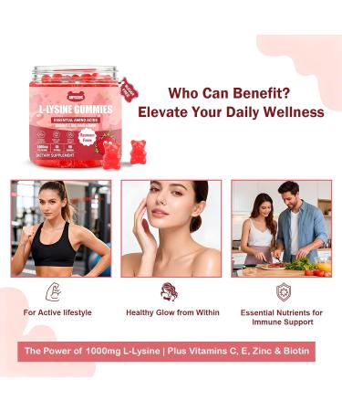 ABYSSUS Lysine Supplement Sugar Free L-Lysine 1000MG Gummies, Lysine for Women with Biotin & Folate, Skin & Immune Support, 90 Chewables - Buy Online on GoSupps.com