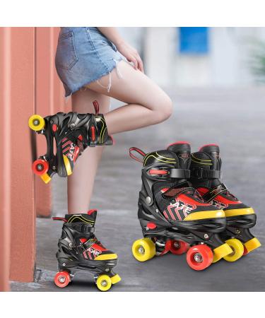 Hikole Kids Roller Skates for Girls Boys - Adjustable 4 Size Black Pink Roller Skates - Safe and Comfortable - Christmas Gifts - Buy Online on GoSupps.com