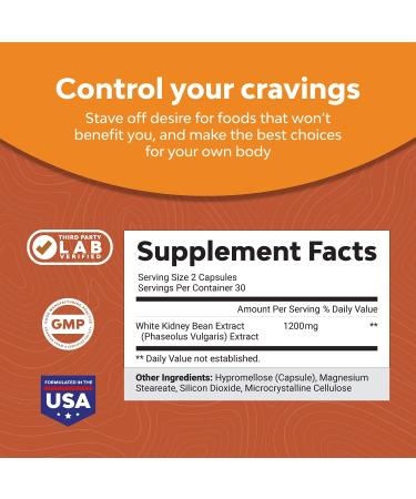 Natural White Kidney Bean Extract Capsules - Energy Booster & Antioxidant for Digestive Health - 60 Count - Buy Online on GoSupps.com