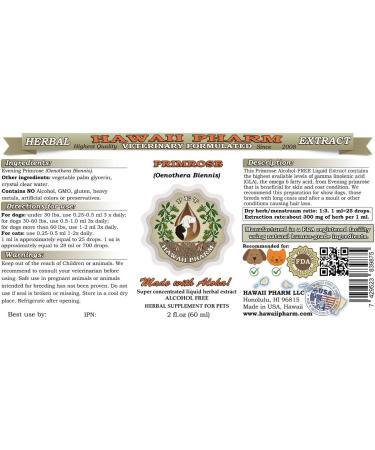 HawaiiPharm Evening Primrose Veterinary Liquid Extract 2 oz - Alcohol-Free Pet Herbal Supplement - Buy Online on GoSupps.com