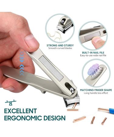 Nail Clippers for Seniors - 360 Rotary Fingernail & Toenail Clippers Long Handle Ultra Sharp Stainless Steel Heavy Duty for Thick Nails Built-in Nail File - Buy Online on GoSupps.com