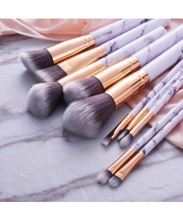 Premium JUN_L 10 Pieces Marble Makeup Brush Set | Synthetic Kabuki Foundation Blush & Eye Shadow Brushes | International Shipping Available - Buy Online on GoSupps.com
