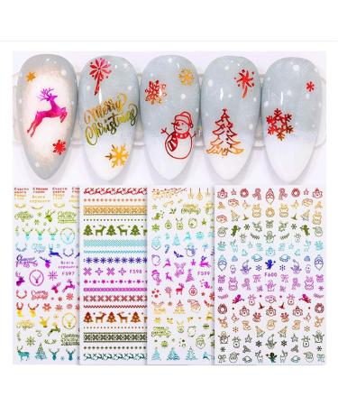 EBANKU 12 Sheets Christmas Nail Art Stickers 3D Self-Adhesive Nail Decals Santa Claus tree Decals Manicure Decoration for Women Girls Kids Fingernails Toenails Decor - Buy Online on GoSupps.com