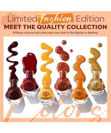 Modelones Fall Nail Polish Set - 6 Colors Gold Yellow Glitter Quick Dry Kit for DIY Manicure & Nail Art - Perfect Gift for Women & Moms - Buy Online on GoSupps.com